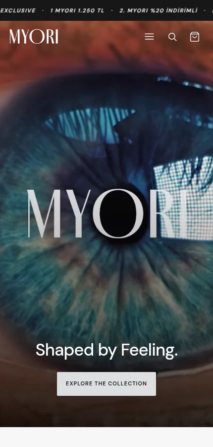 MYORI responsive mobile Shopify homepage in English