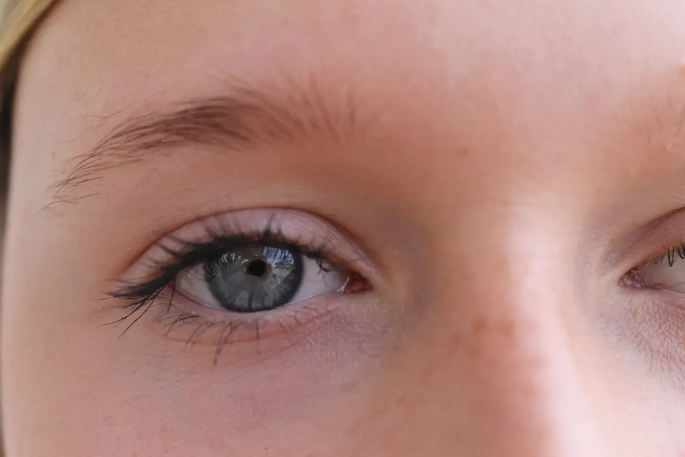 Close-up photograph of an eyebrow and eye